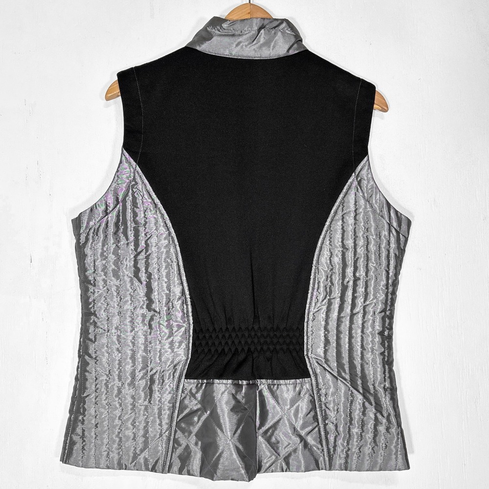 Harley-Davidson Womens Breezeway Metallic Silver Quilted Puffer Moto Vest LG - Picture 3 of 5